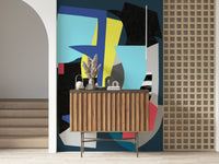 A calming modern pattern wallpaper mural that defines a space.
