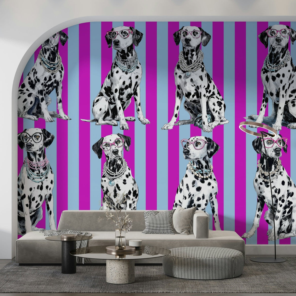 Diamond Dalmata Wall Mural pattern displayed in a modern nursery., GD6336