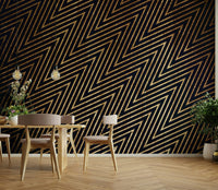 Bold wall mural for structured interiors

