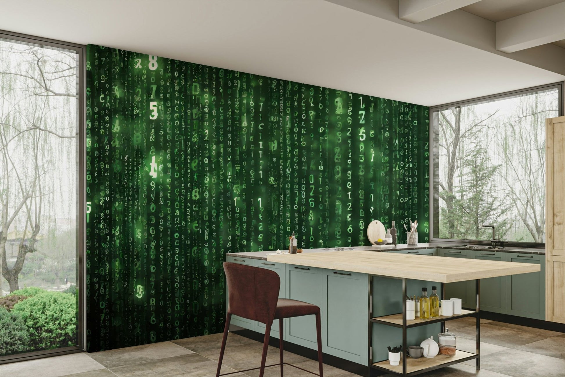 Glowing green text wallpaper design

