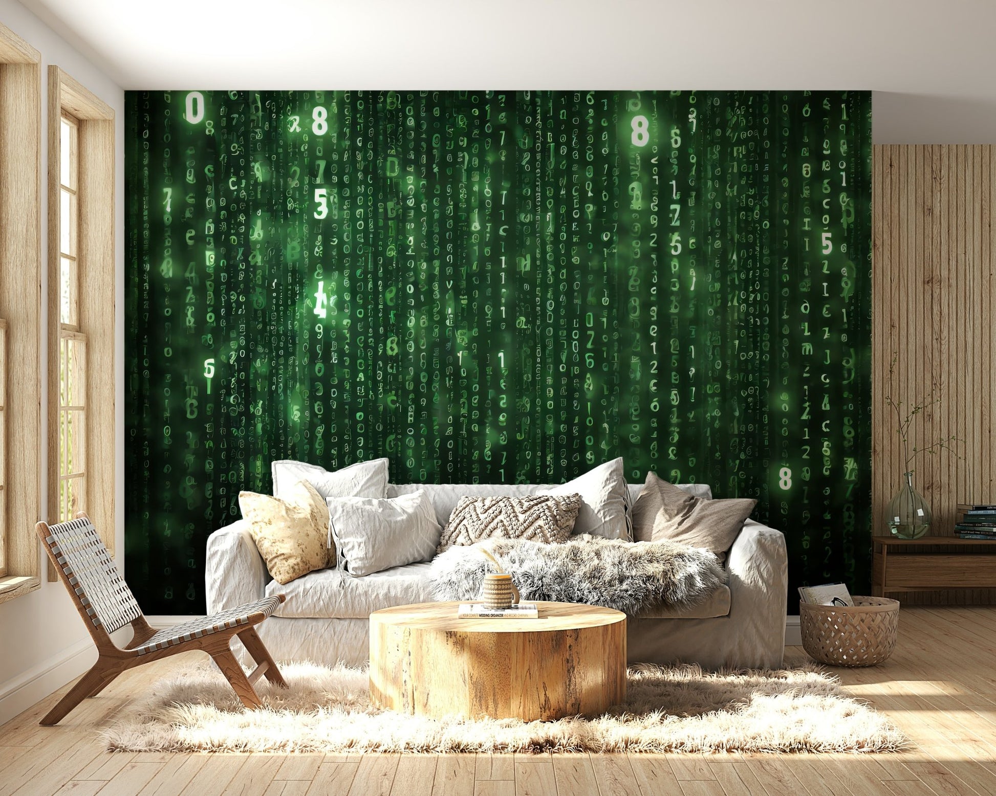 Futuristic wall mural with matrix style

