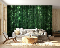 Futuristic wall mural with matrix style

