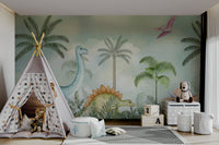 The colors are gentle and lush, with a natural, green and gray palette.

