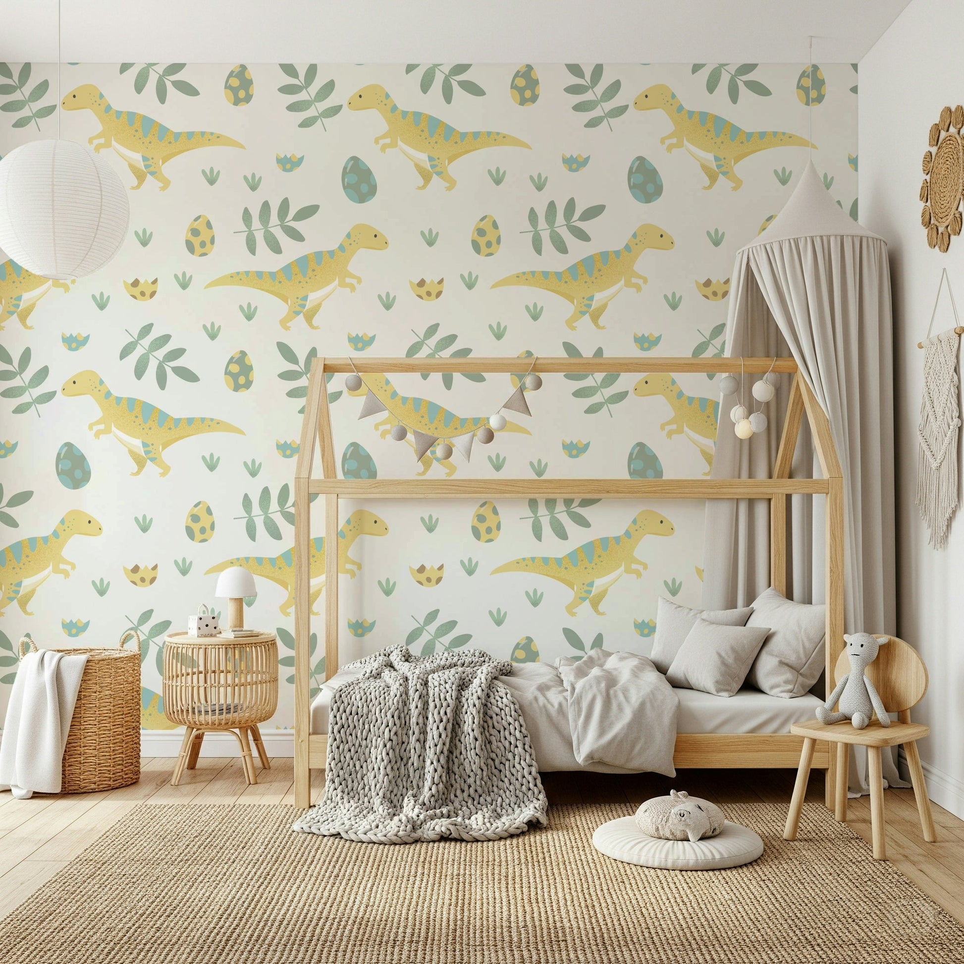 Charming pattern ideal for a Dino Nursery Wallpaper accent.