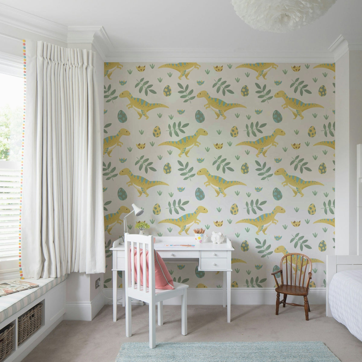 Dino Nursery Wallpaper, sweet yellow dinosaur pattern., GD6505