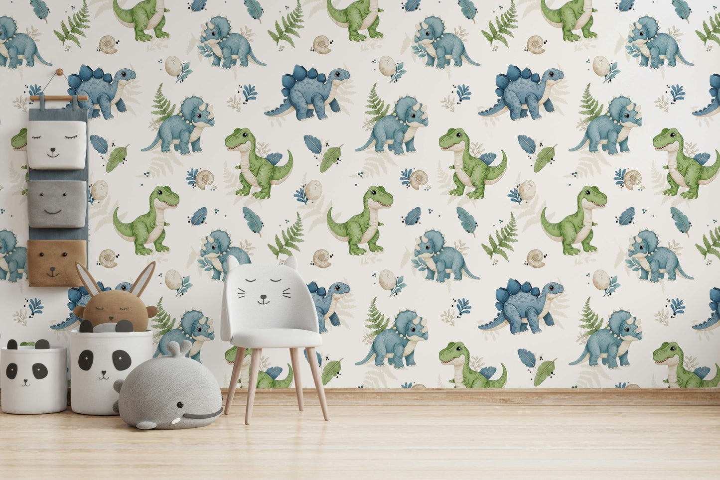 T-rex and triceratops baby wallpaper art

