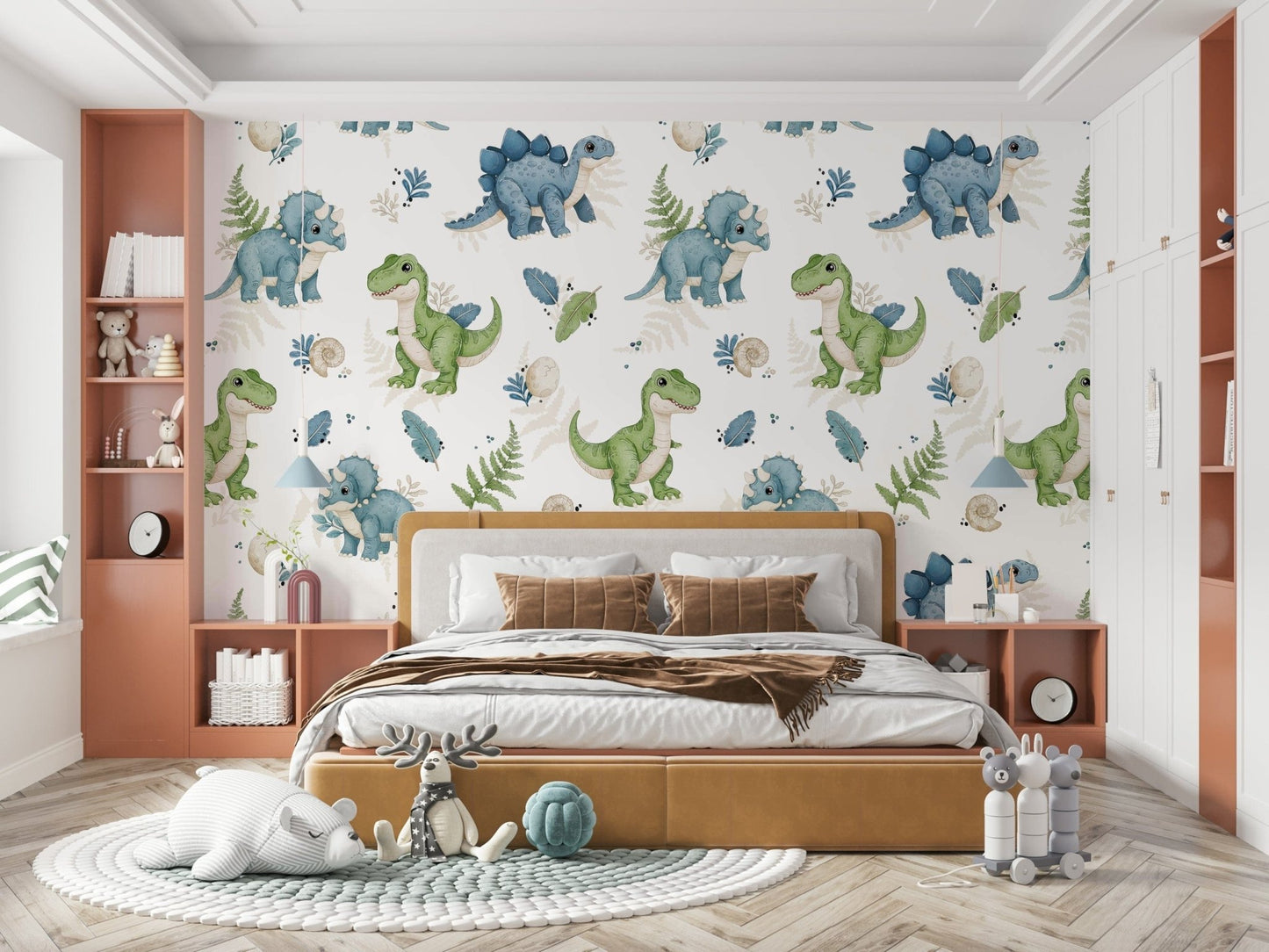 Cute baby dinosaur wall design for kids

