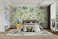 Cheerful nursery decor with dinosaur print

