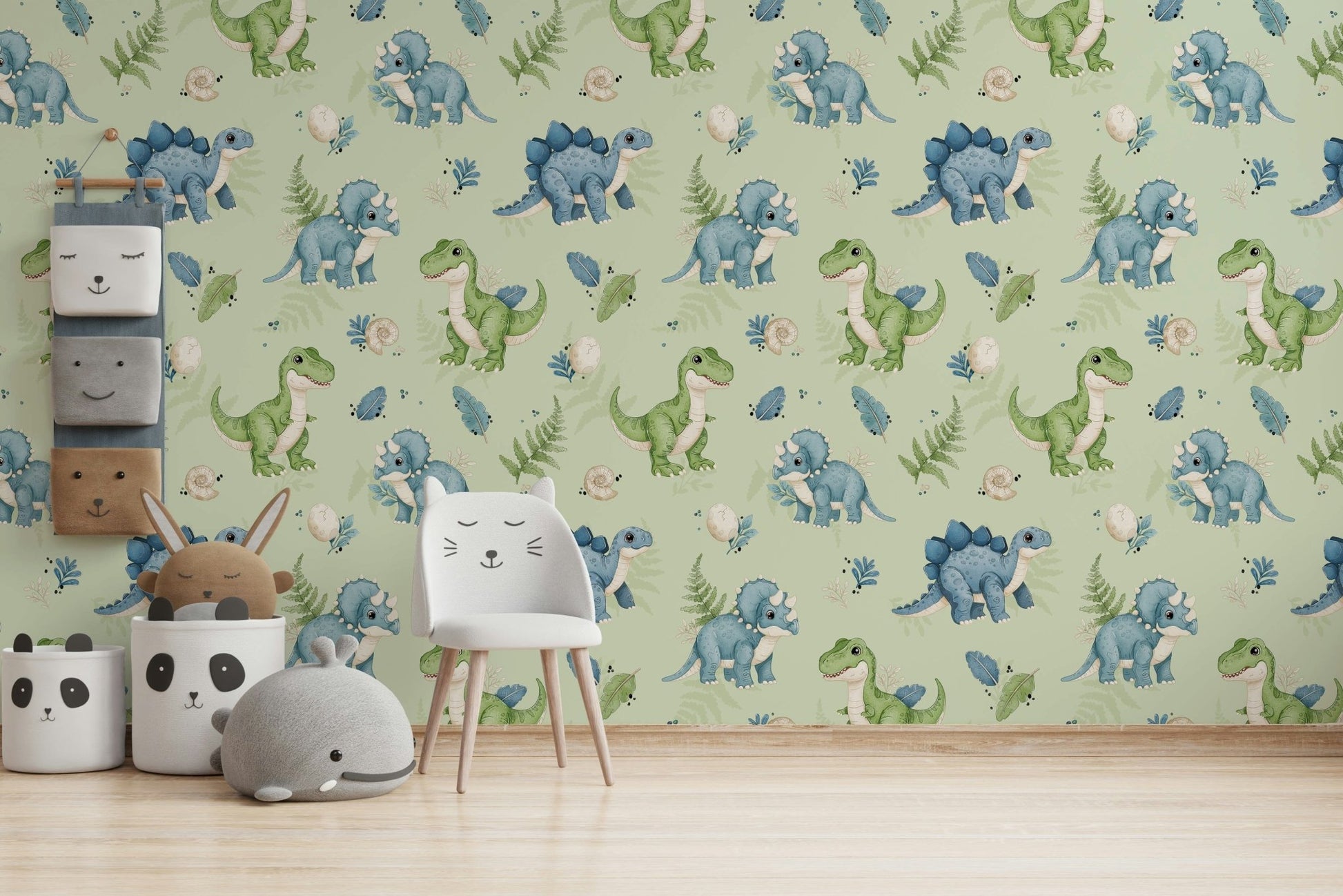 Dino Pals wallpaper for toddler’s room

