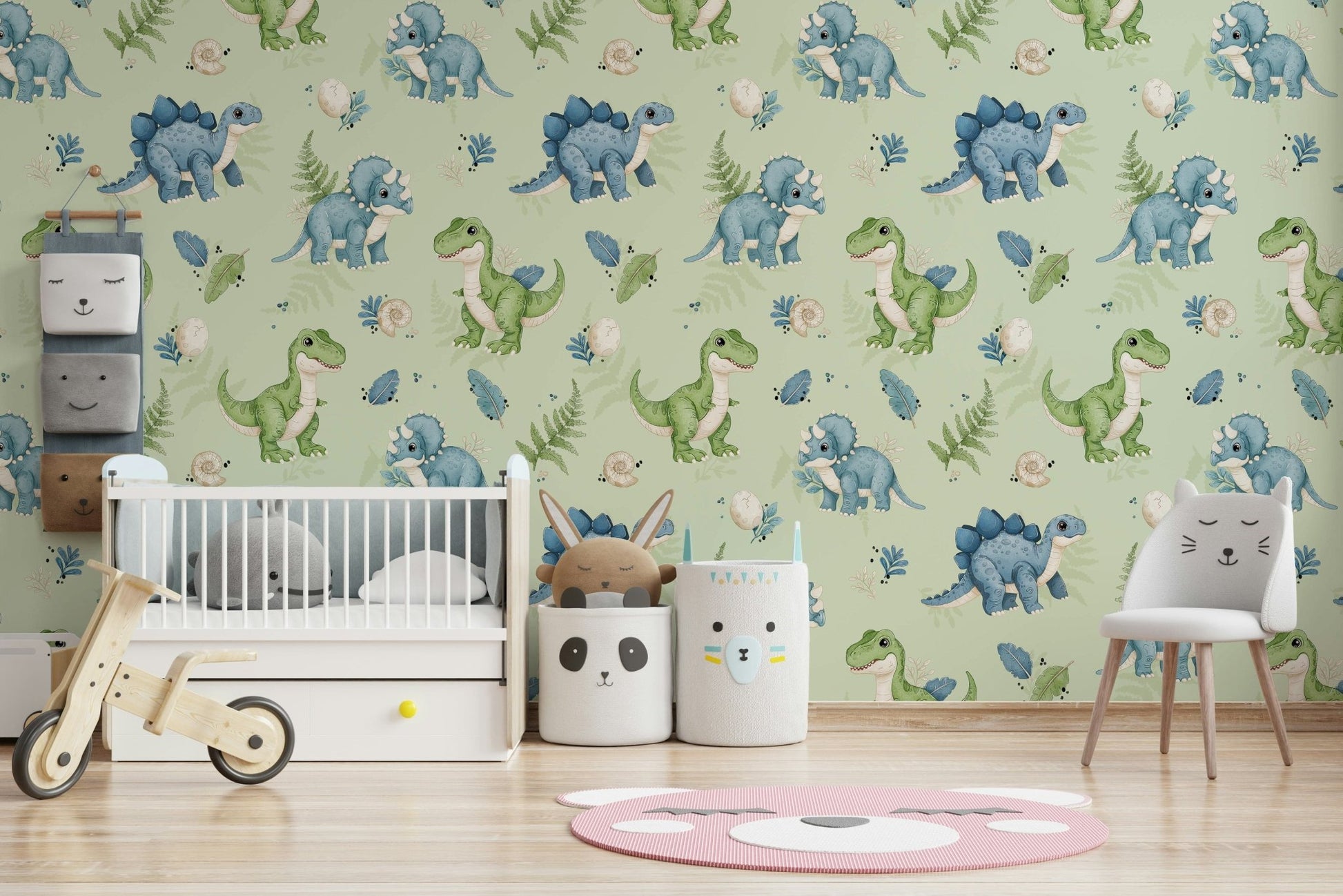 Hand-drawn baby dino wallpaper for kids

