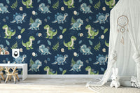 Nursery wallpaper with T-Rex and eggs

