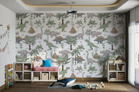 Prehistoric jungle design for kids’ wall

