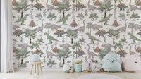 Green and grey dinosaur wall mural India

