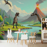 View of friendly dinosaurs and a playful river GD4244
 
