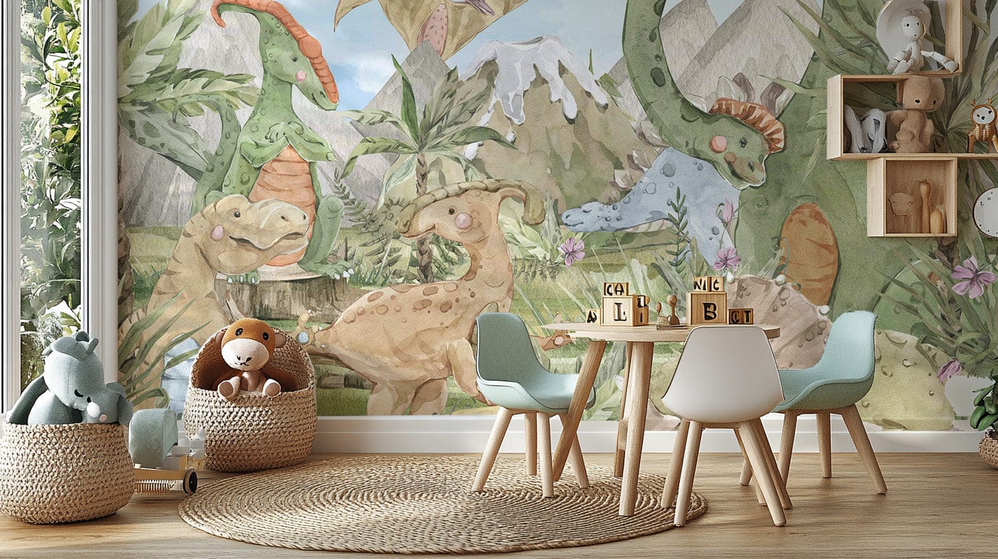 Playful dinosaur mural for kids' wallpaper, C121
