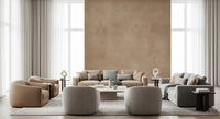 Living room space featuring Dirty Paper Blush wall mural with light textured finish