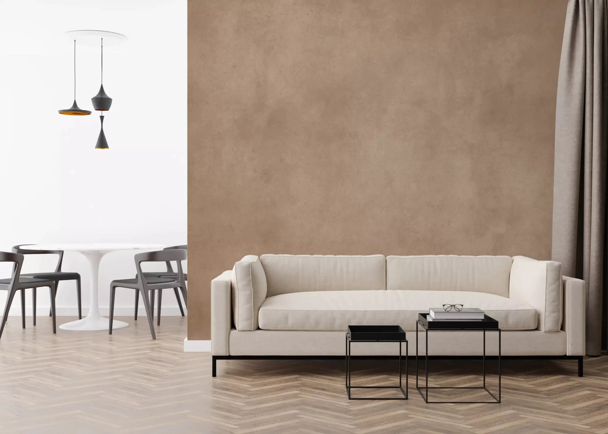 Light tonal shifts create depth in Dirty Paper Blush wall mural appearance