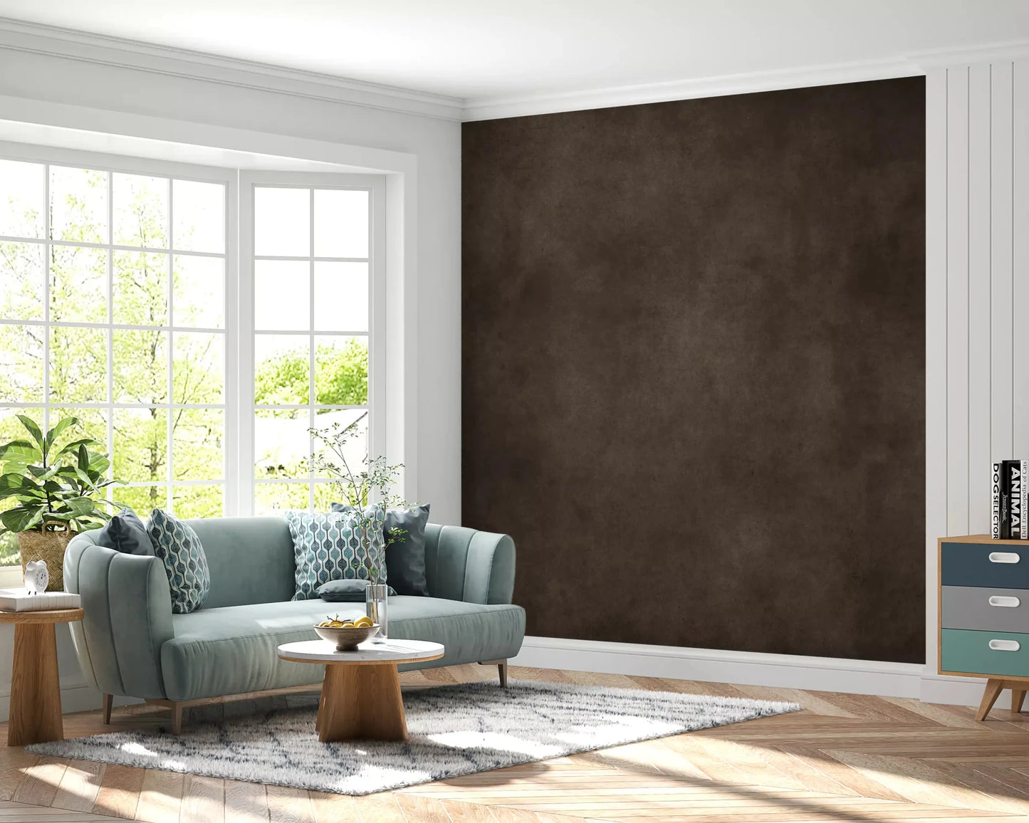 Minimal textured wall mural with Dirty Paper Chocolate dark earthy appearance, GD9233