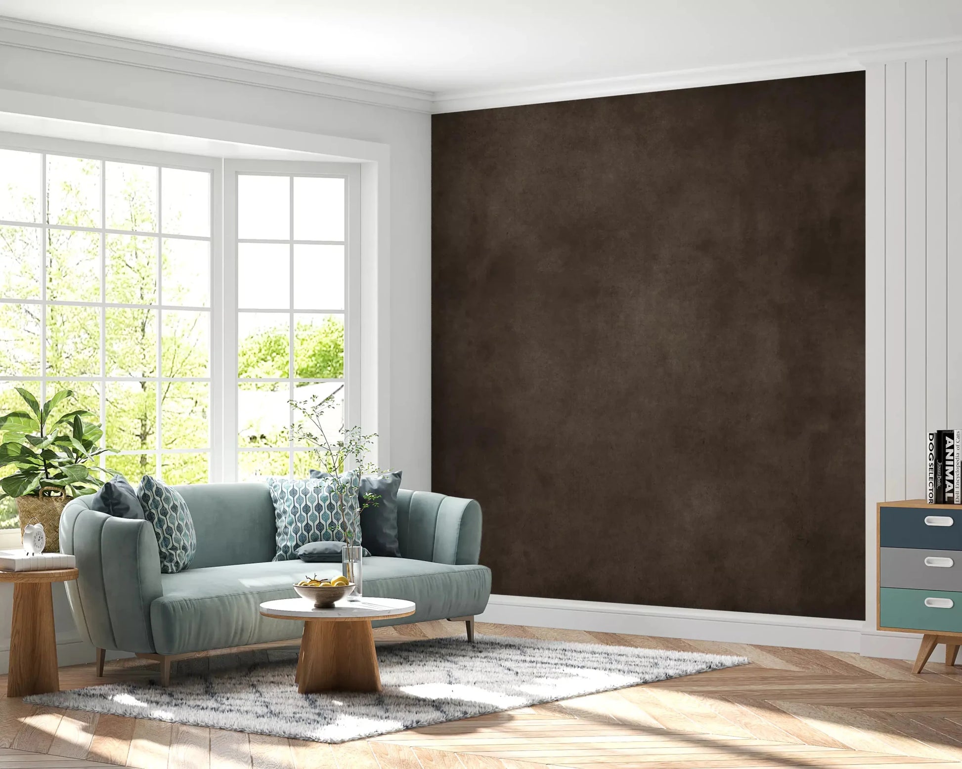 Minimal textured wall mural with Dirty Paper Chocolate dark earthy appearance, GD9233