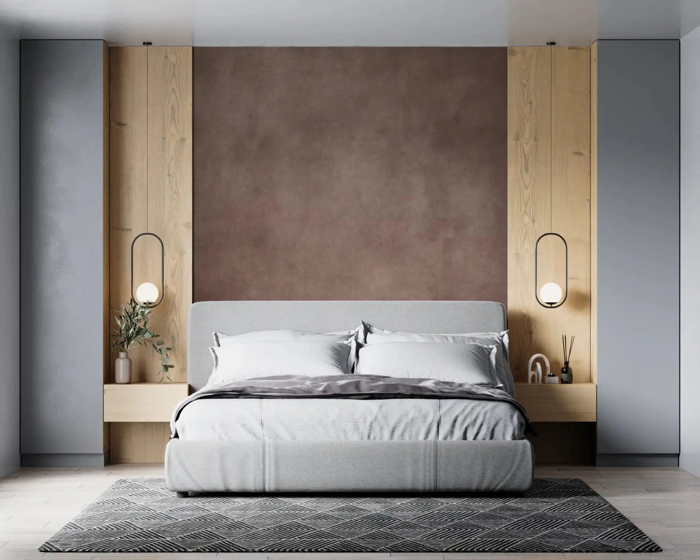 Soft plaster texture wall mural in Dirty Paper Mulberry natural tone style, GD9234