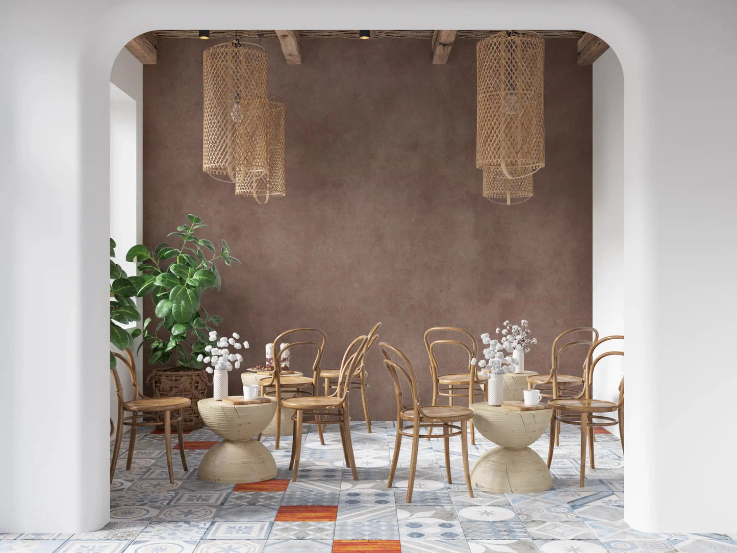 Dirty Paper Mulberry wall mural featuring muted brown tones and light variation, GD9234