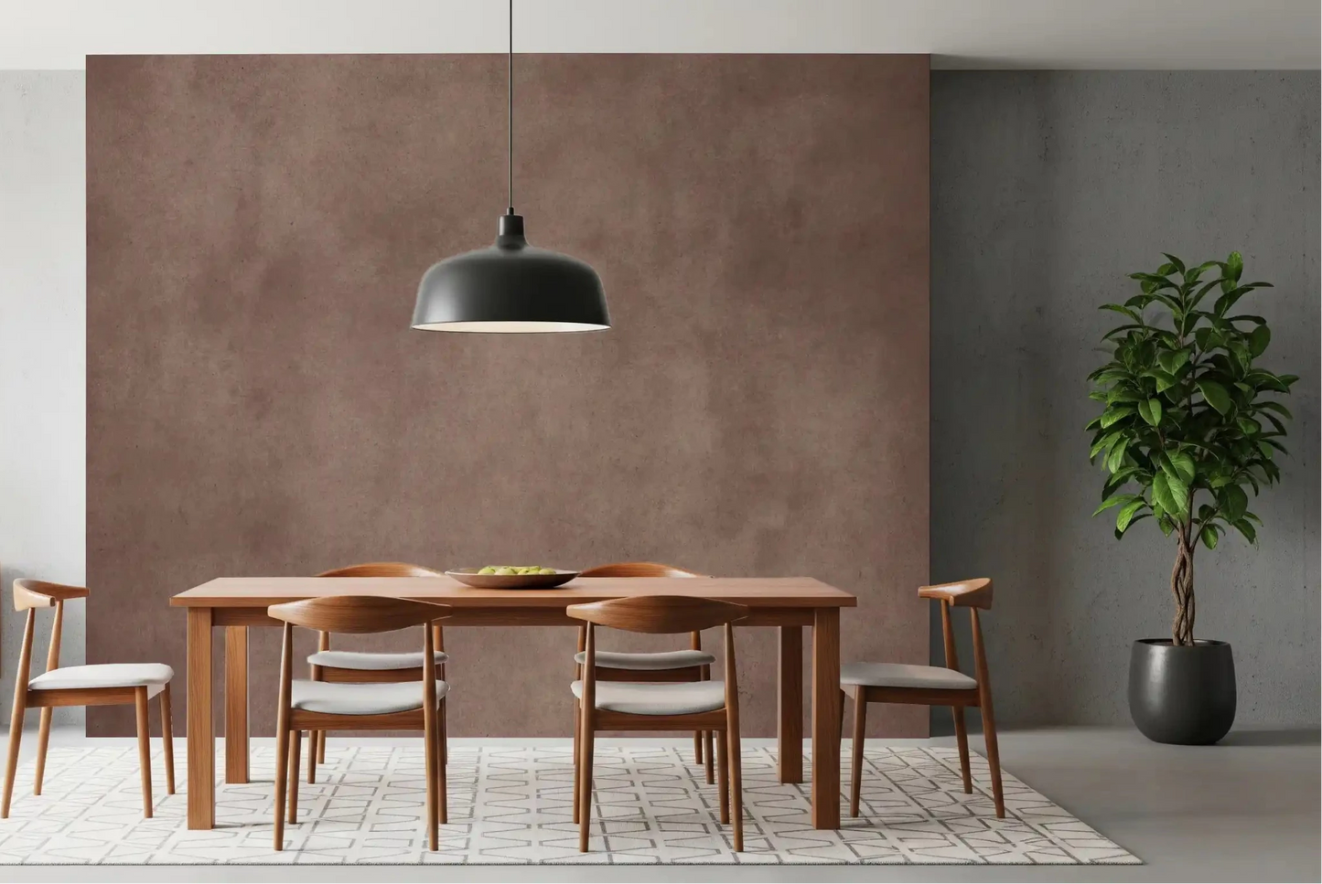 Dining room styled using Dirty Paper Mulberry wall mural with subtle texture, GD9234