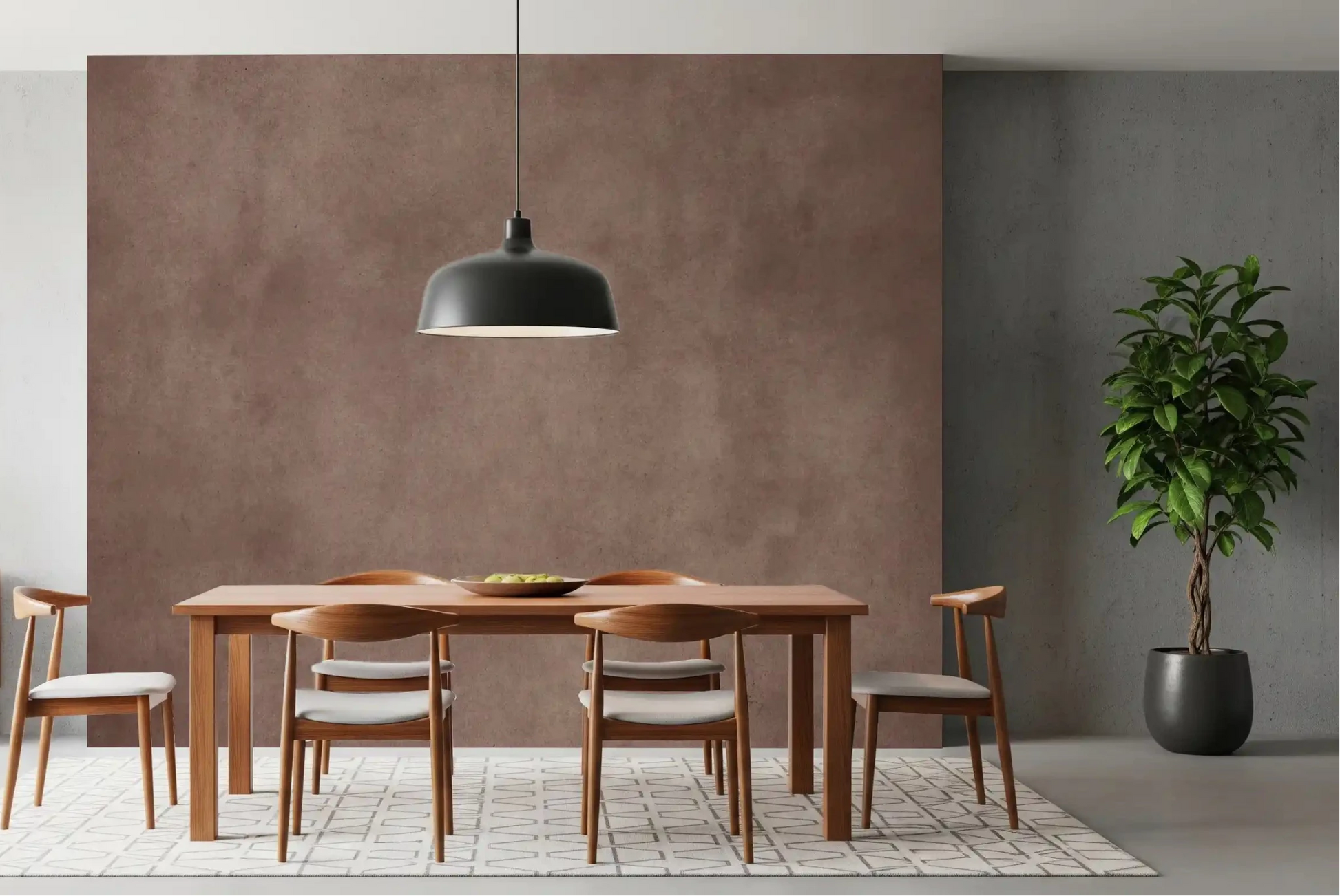 Dining room styled using Dirty Paper Mulberry wall mural with subtle texture, GD9234