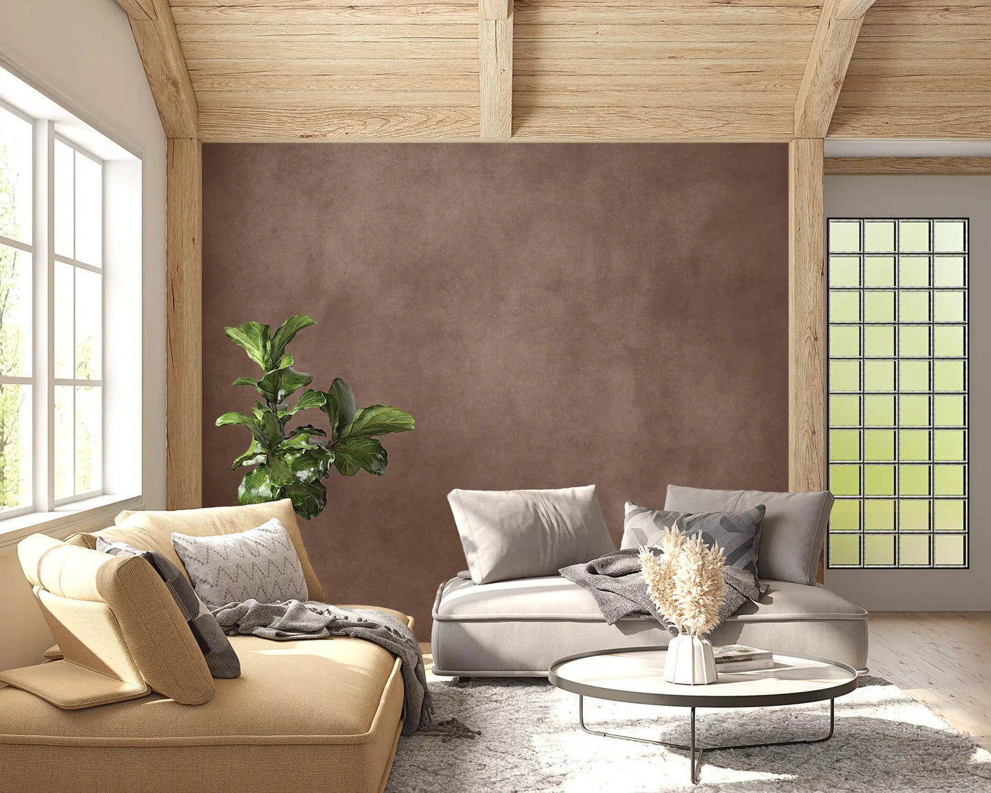 Warm brown textured surface in Dirty Paper Mulberry wall mural with soft tones, GD9234