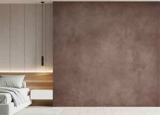 Bedroom wall featuring Dirty Paper Mulberry wall mural with soft matte finish