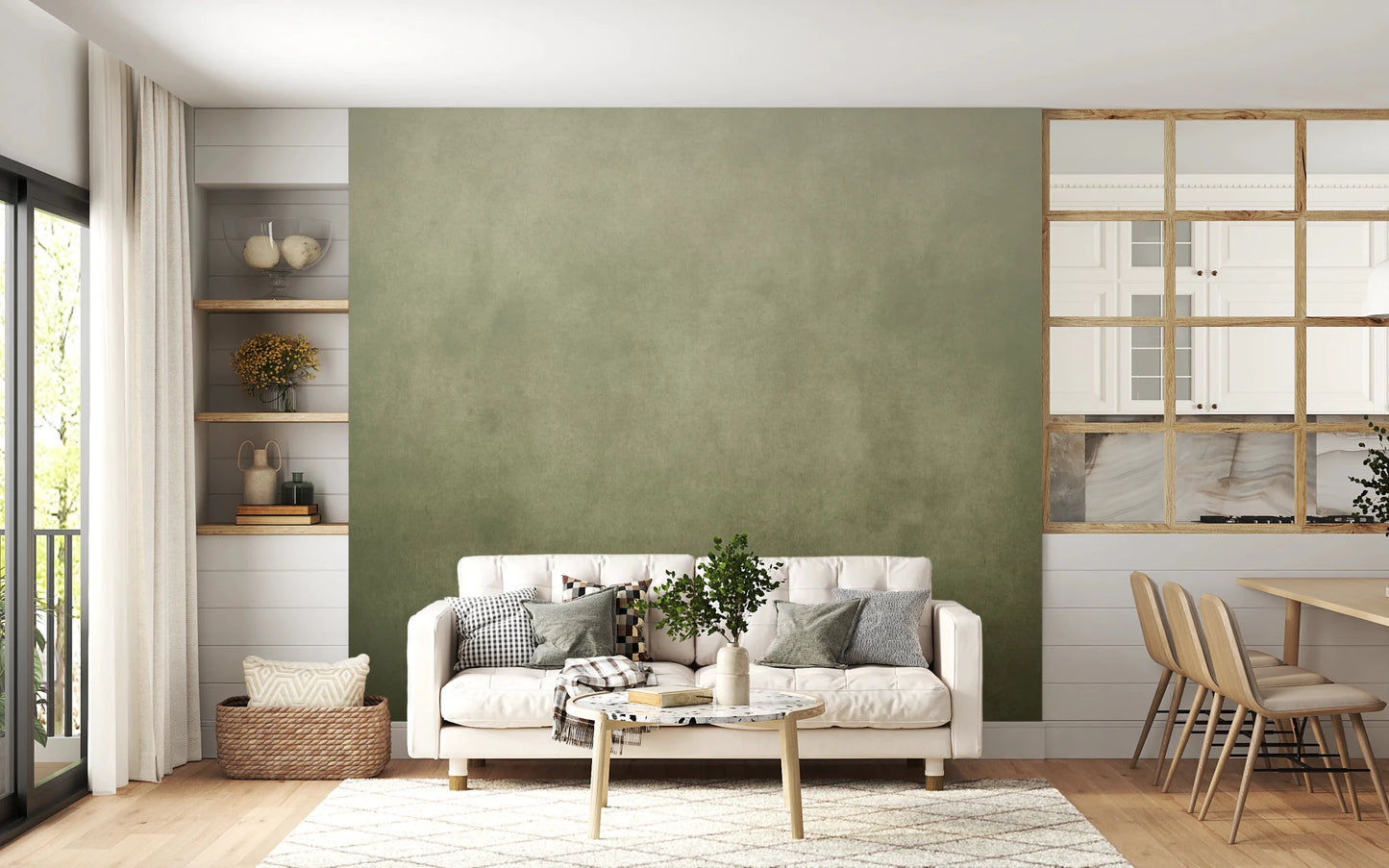 Dirty Paper - Ombre Olive Wall Mural