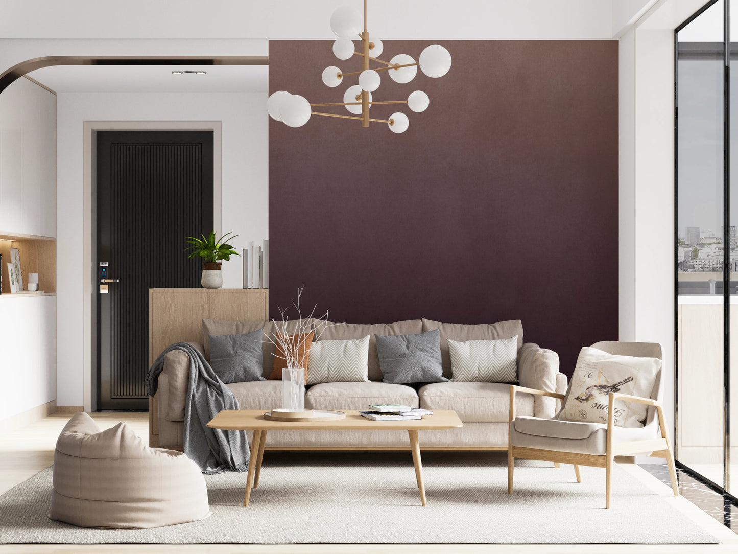 Dirty Paper - Ombre Plum Wall Mural