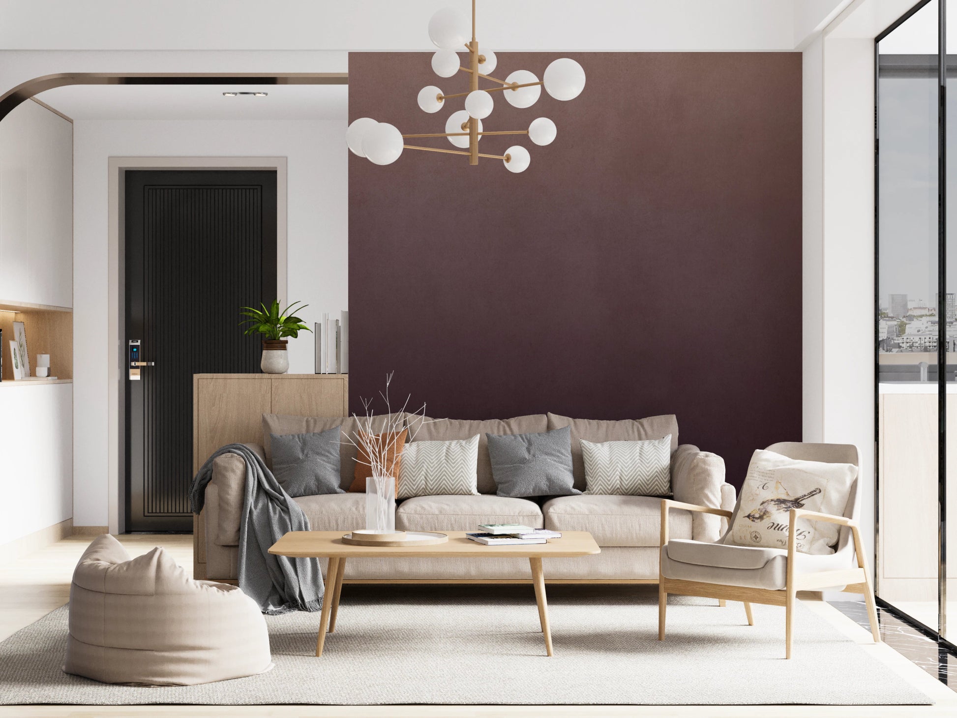 Dirty Paper - Ombre Plum Wall Mural