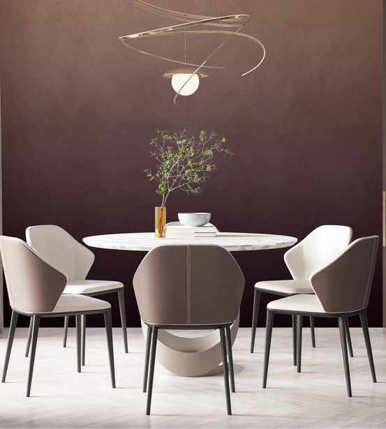 Dirty Paper Ombre Plum Wall Mural adds soft plum ombre depth to a modern dining area, GD8150