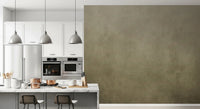 Modern kitchen space designed with Dirty Paper Ombre Tobacco Wall Mural