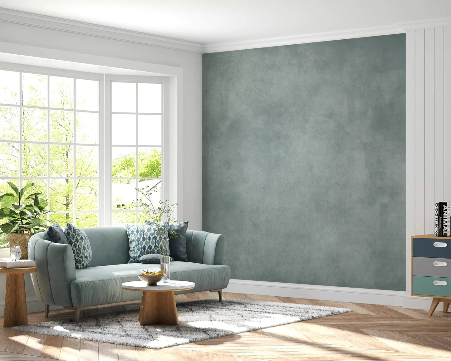 Subtle plaster texture wall mural in Dirty Paper Pool muted blue style, GD9235