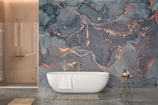 Metallic copper veins abstract wallpaper, B377