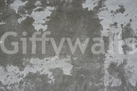 Edgy bathroom design with concrete wall mural.