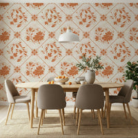 Sophisticated floral grid wall covering for a guest room