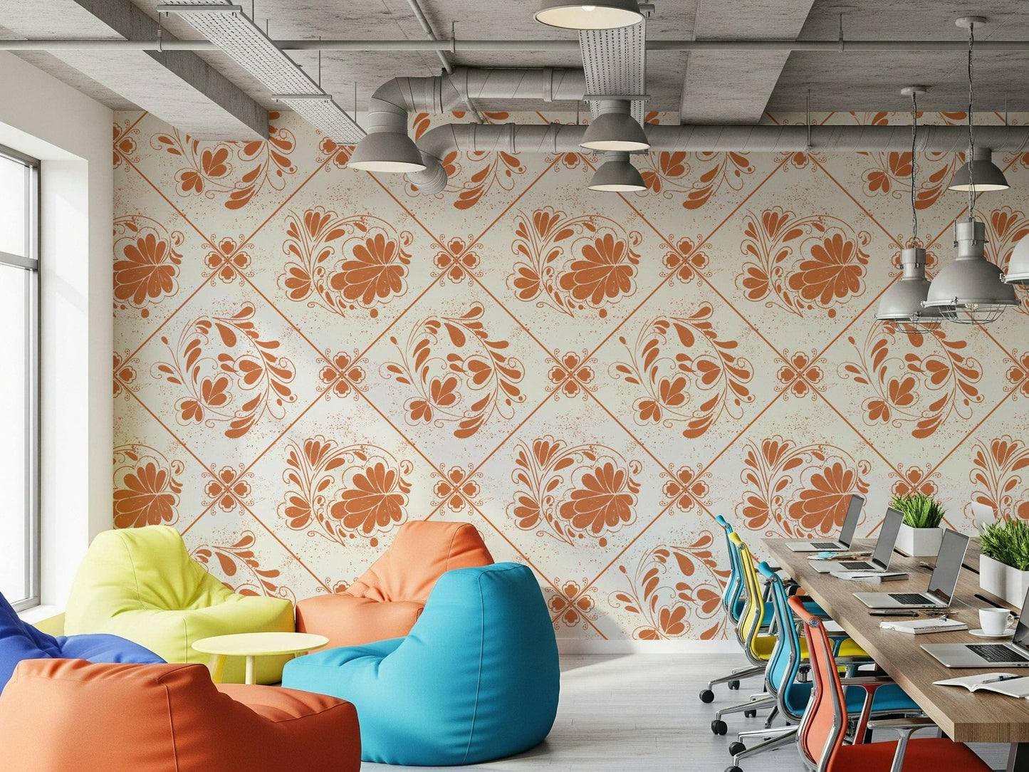 Vintage botanical square mural for a peaceful master bedroom