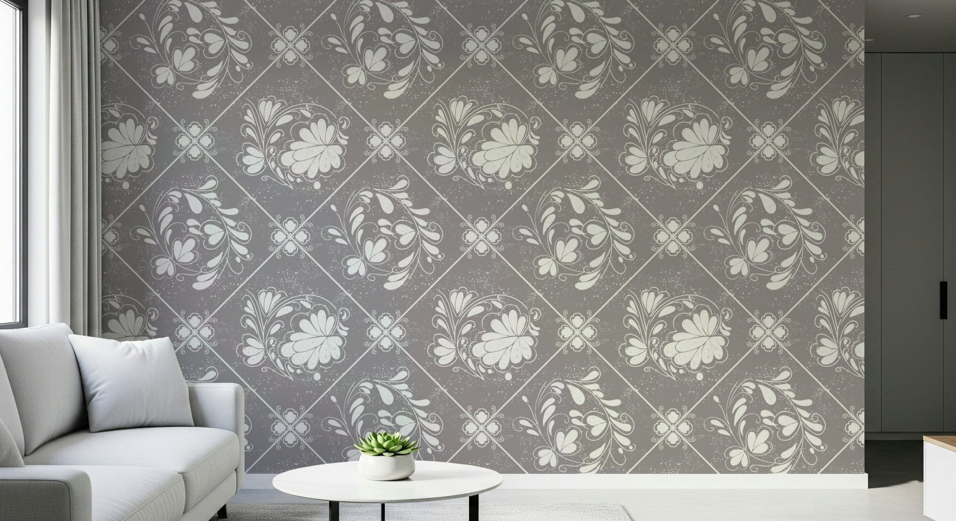 Sophisticated floral wall covering for a contemporary guest suite