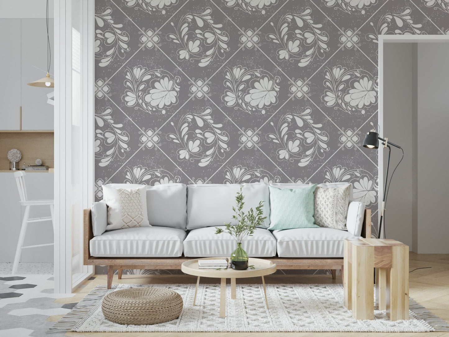 Earthy toned floral wall art for an inviting entryway space