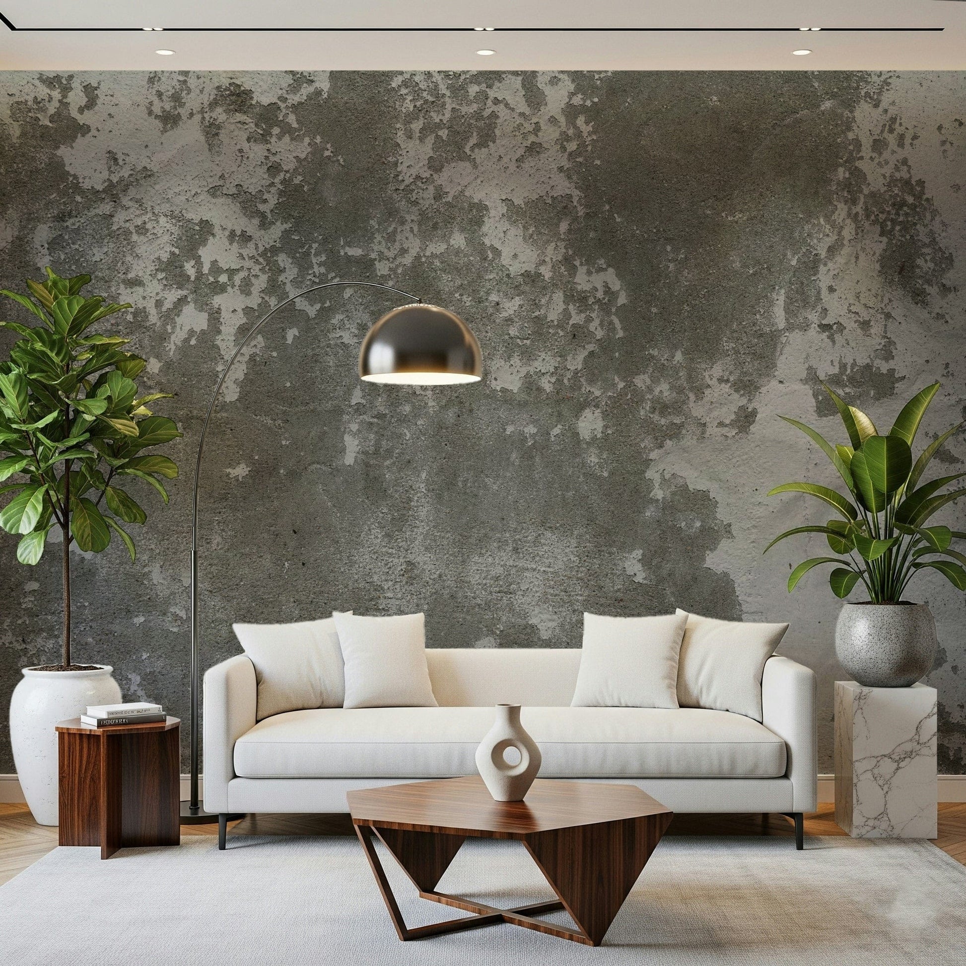 Modern living room with a Distressed Wall mural., GD6060
