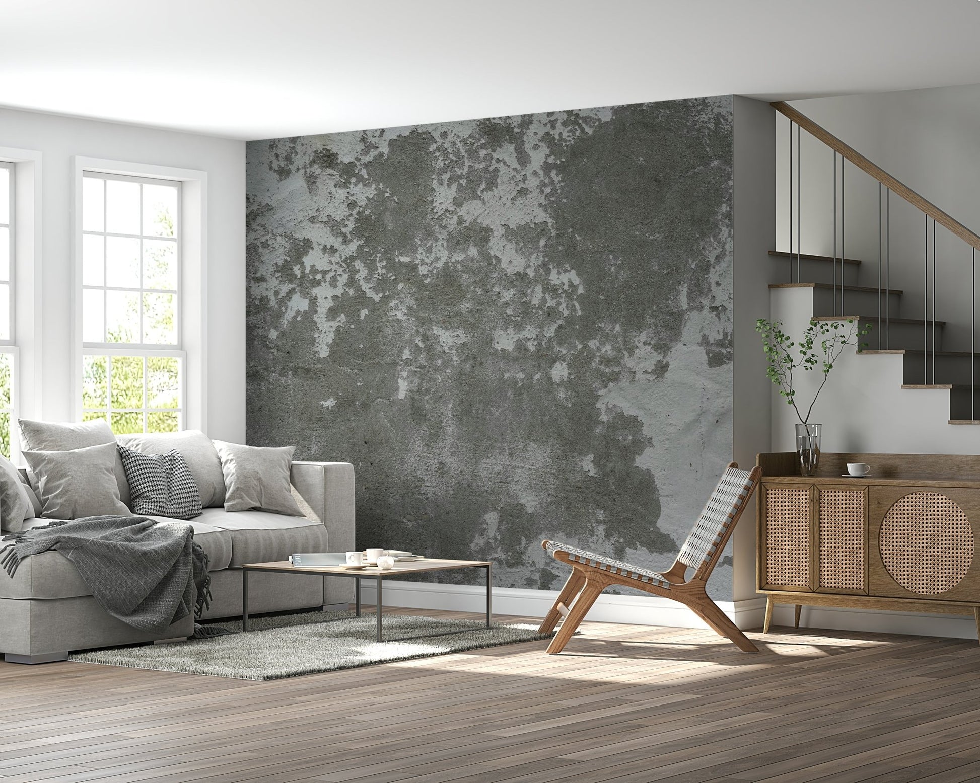 Minimalist dining room with a Distressed Wall feature., GD6060