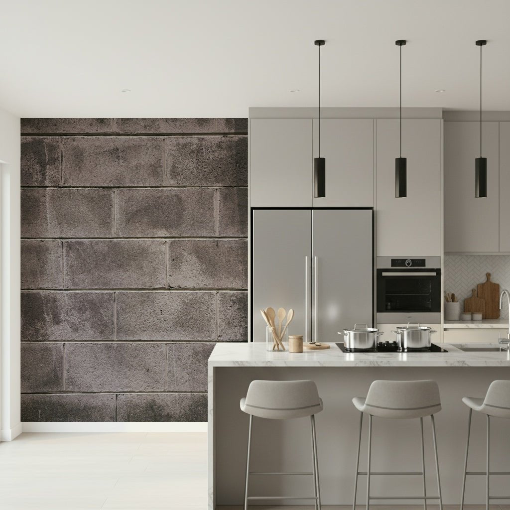 Full living room featuring the stylish Distressed Walls Wall Mural design., GD6141