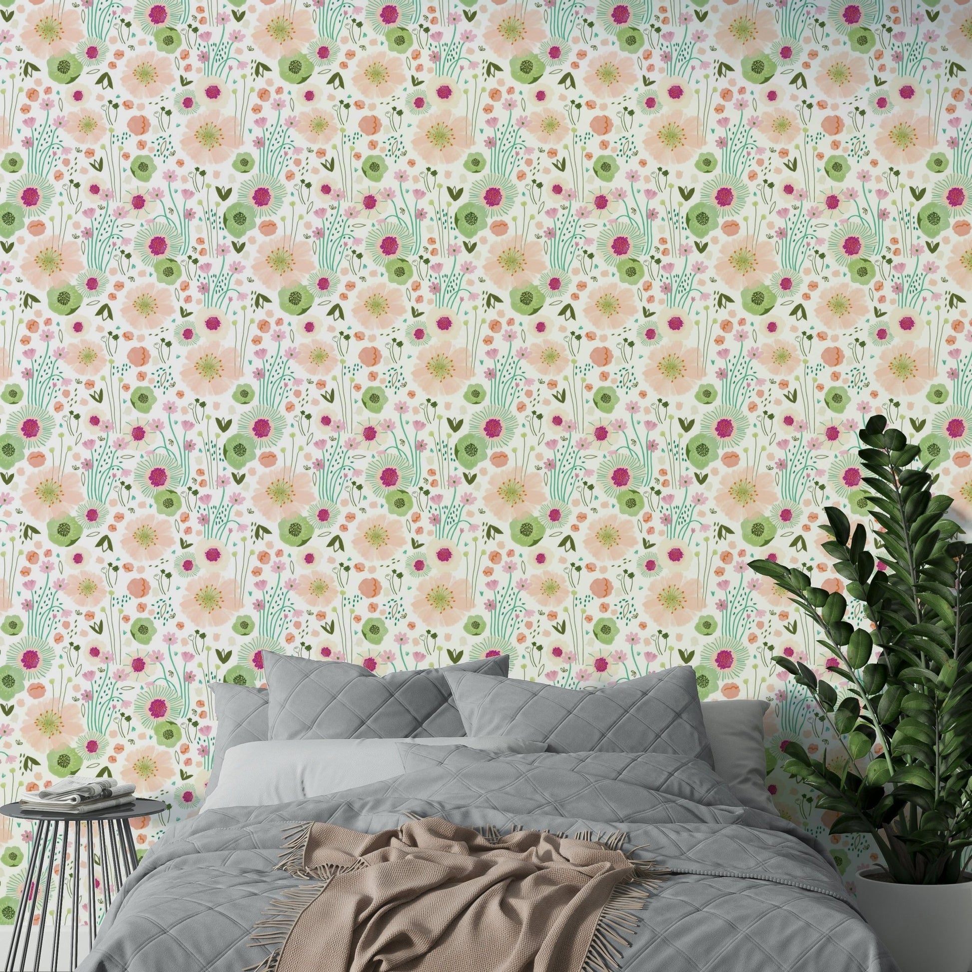 Nursery wallpaper with gentle florals

