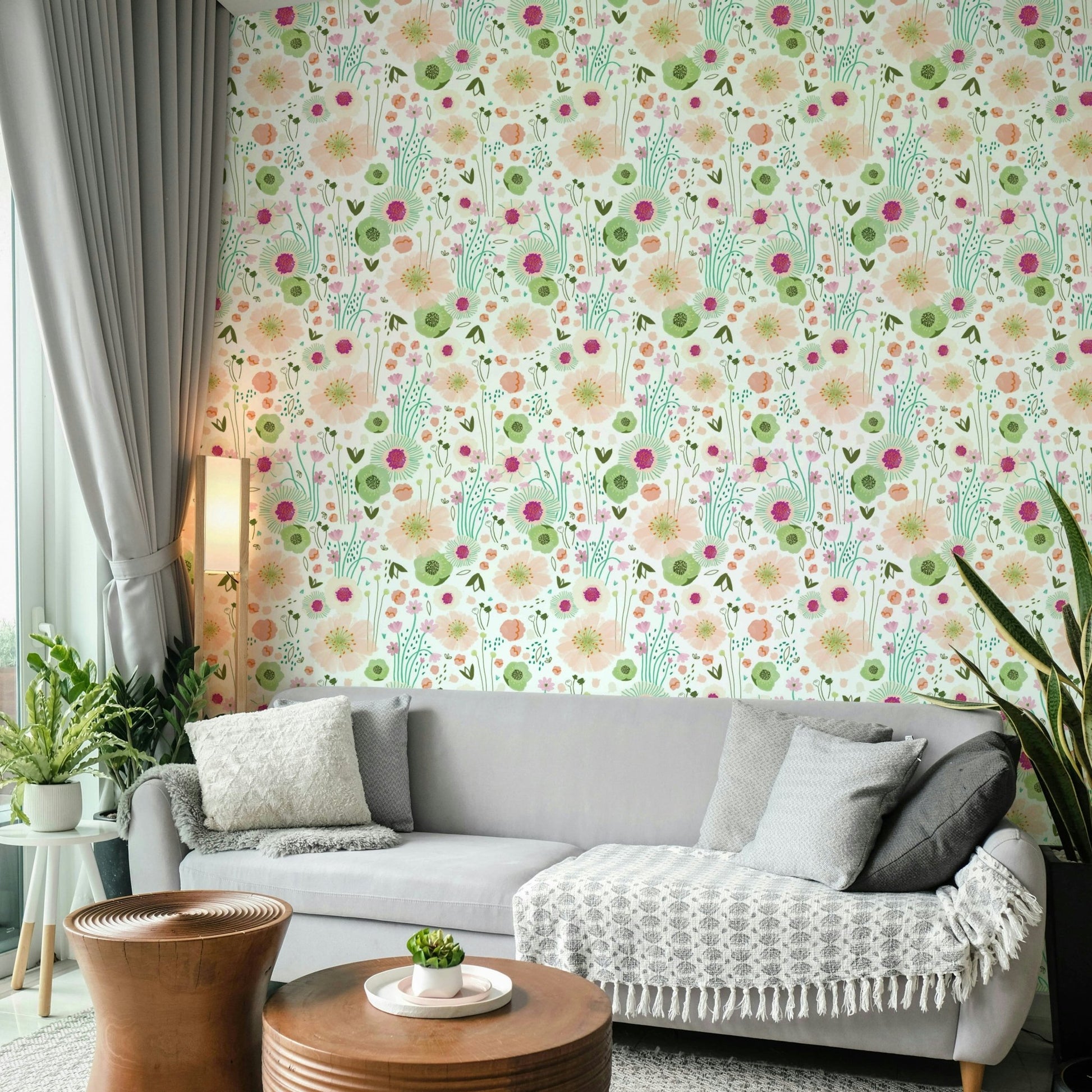 Delicate floral wallpaper for walls

