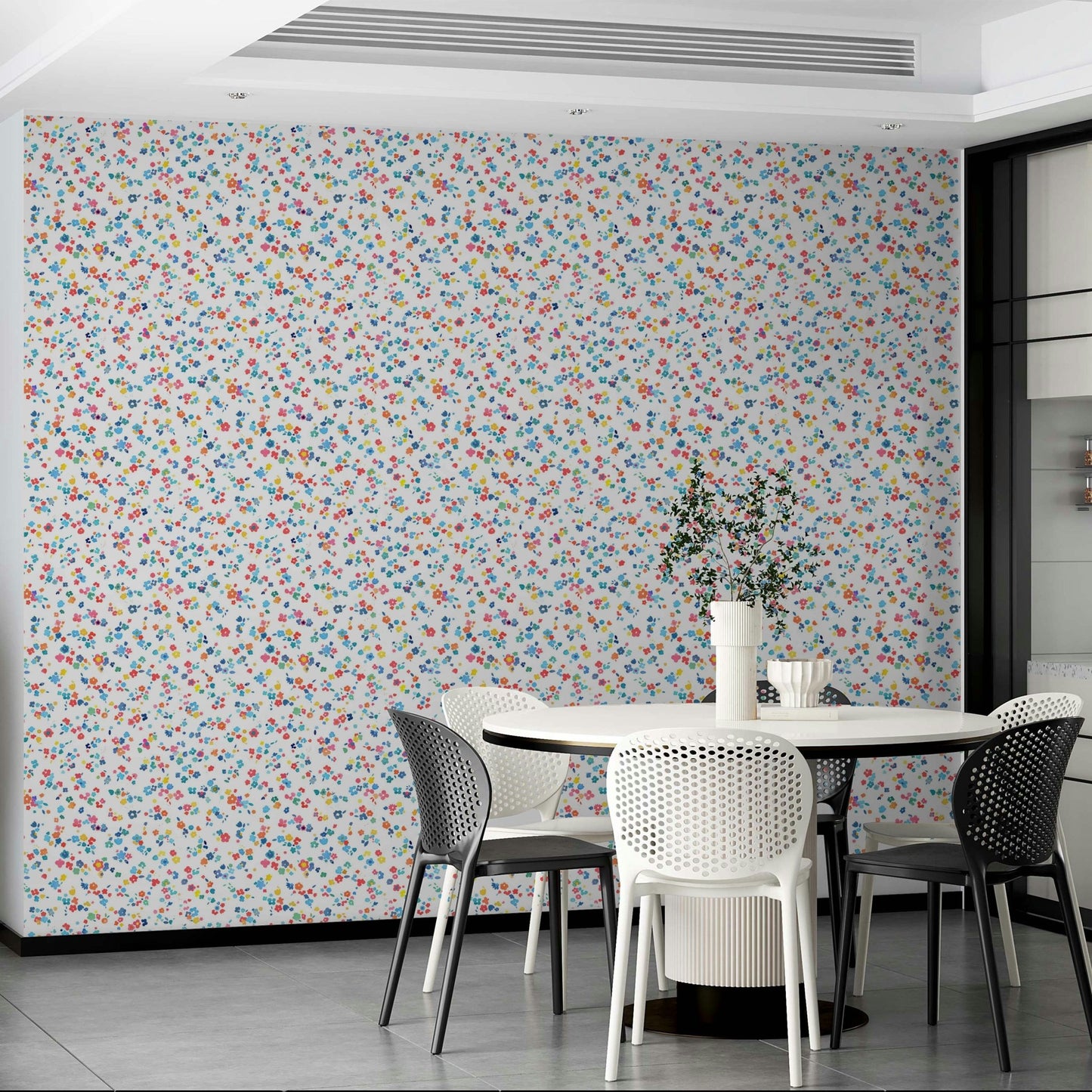 Bright floral mural wallpaper

