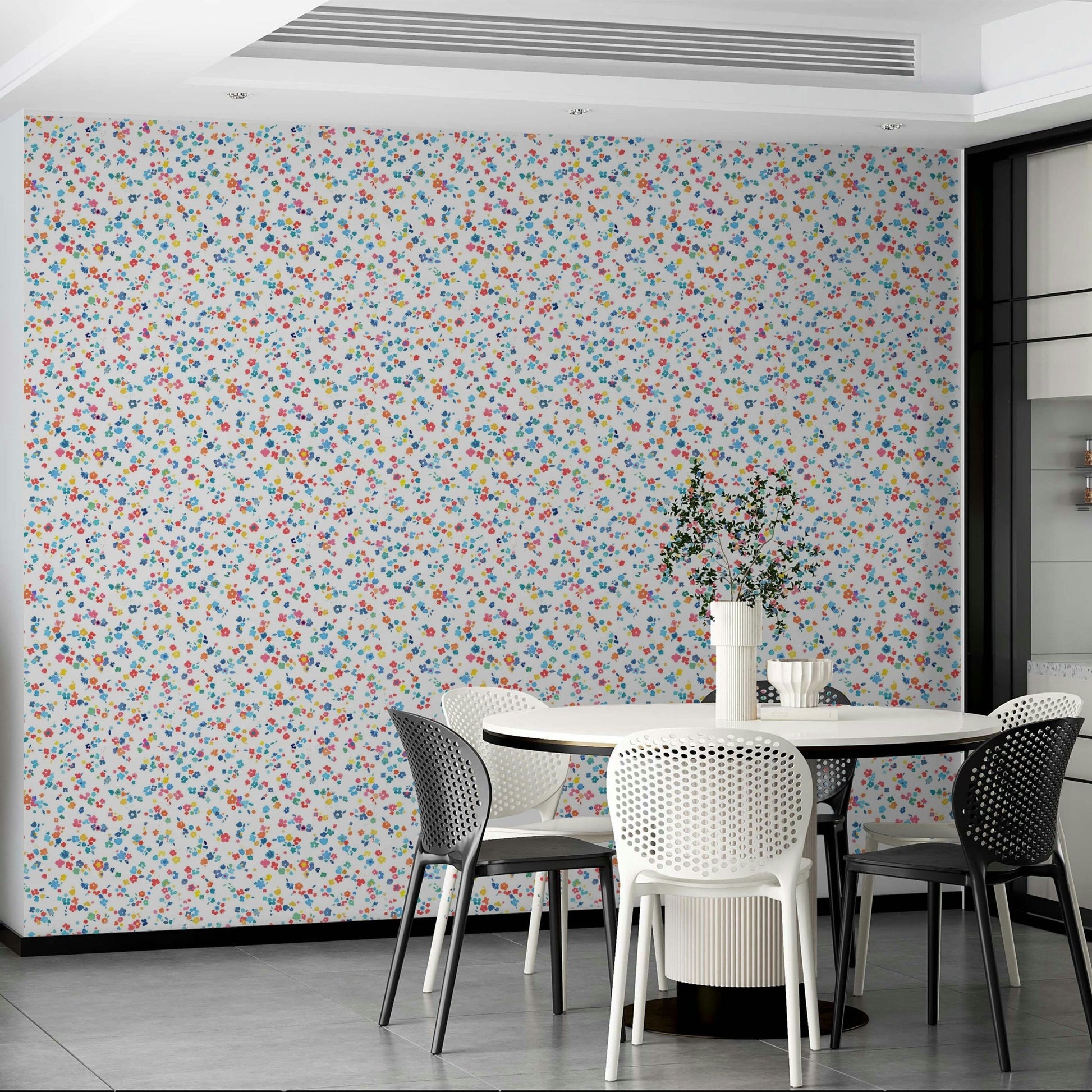 Bright floral mural wallpaper

