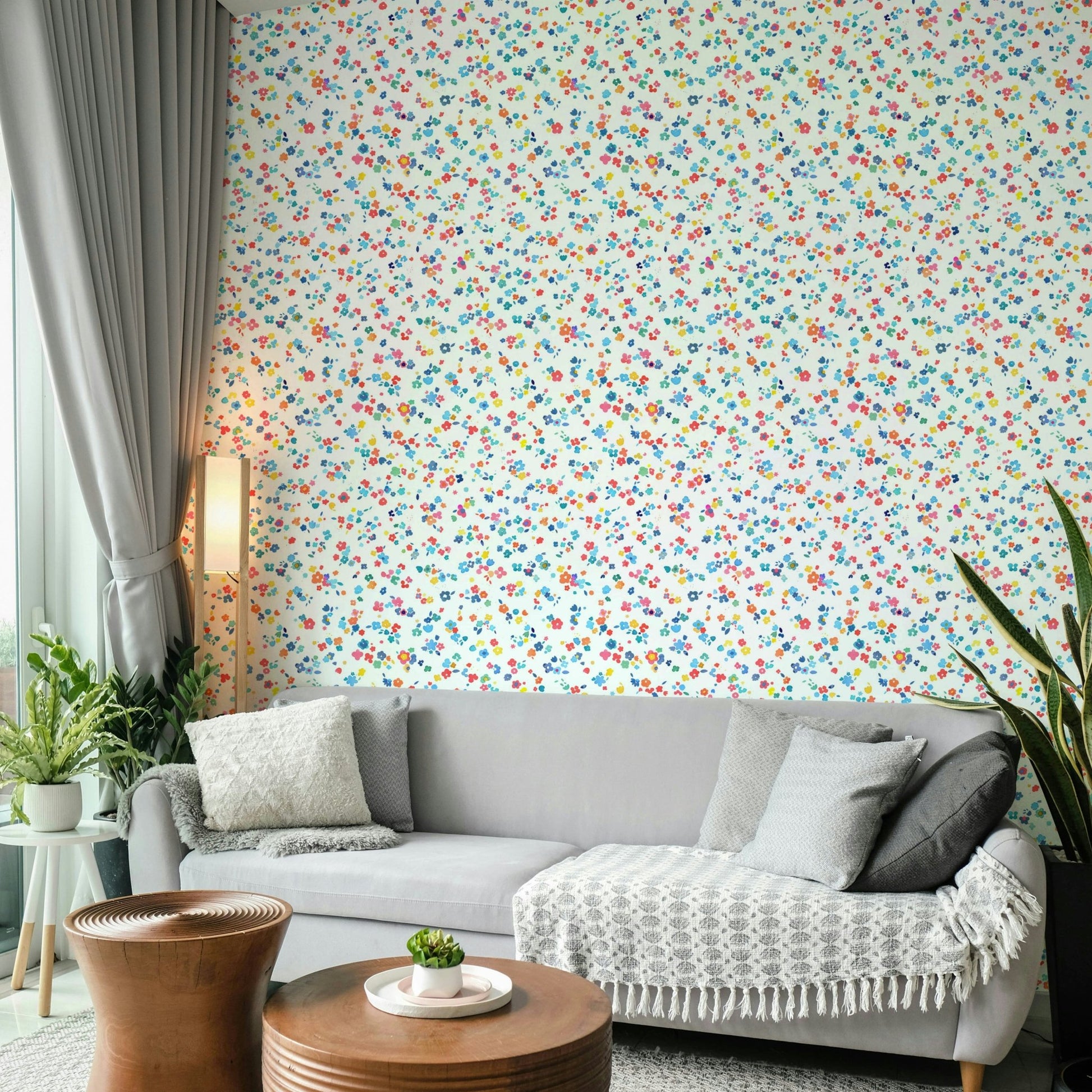 Colorful ditsy pattern wall

