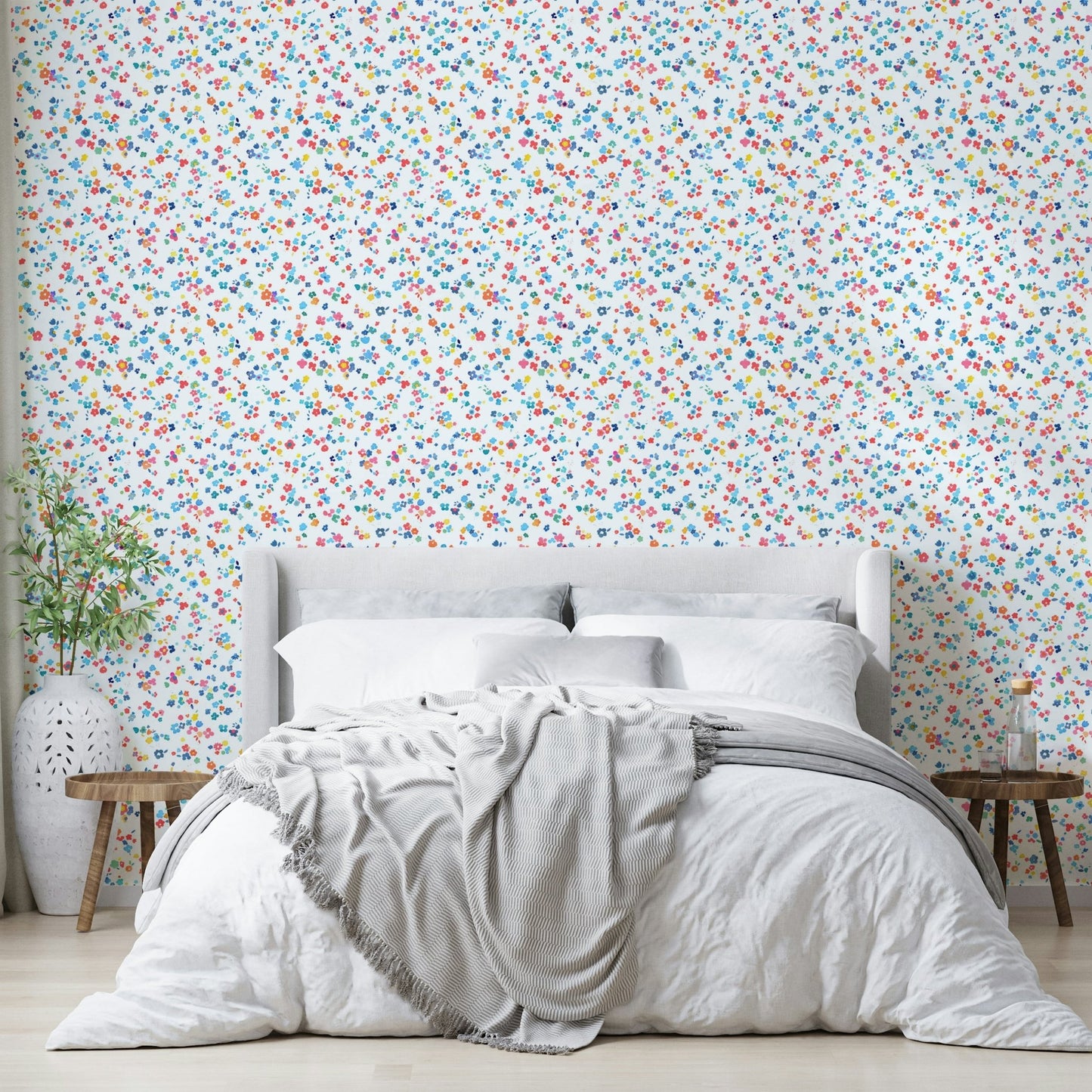 Red blue yellow floral design

